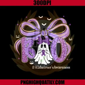 Purple Coquette Ghost Boo PNG, Alzheimers Awareness Halloween PNG