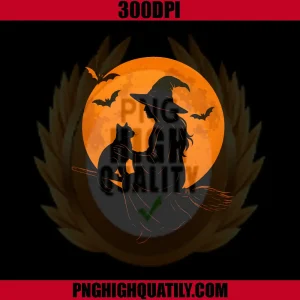 Witch and Cute Cat Black Kitten PNG, Halloween Party PNG