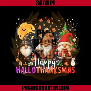 Happy Hallothanksmas PNG, Gnomes Halloween Thanksgiving Xmas PNG