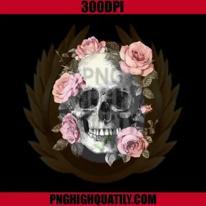 Floral Sugar Skull PNG, Rose Flowers Skeleton Halloween PNG