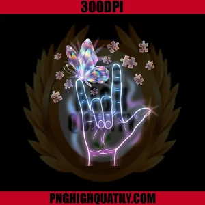 Love Hand Sign Language Butterfly PNG, Autism Awareness PNG