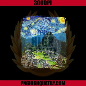 Machu Pichu Van Gogh Starry Night PNG, Cusco Peru Travel PNG