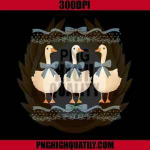 Mama Goose with Baby Geese PNG, Vintage Blue Ribbon Goose Lover PNG