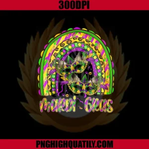 Mardi Gras Ornate Carnival Mask Rainbow Art PNG, New Orleans PNG