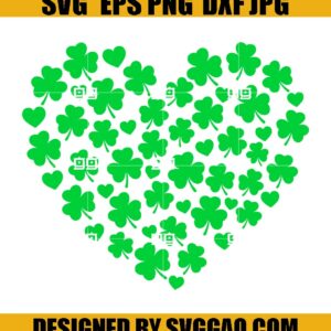 St Patricks Day Svg, Lucky Svg, Heart Shamrock Svg, Heart Clover Svg