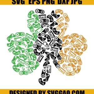 Gamer Shamrock Svg, Lover Video Game Controllers Svg, Patrick Svg