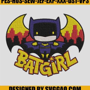 Batgirl Embroidery Design, Superhero Embroidery File