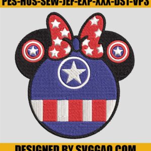 Minnie-Captain-America-Embroidery-Design
