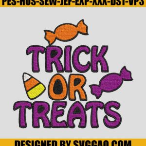 Trick Or Treat Embroidery Design, Halloween Embroidery File, Candy Embroidery Machine