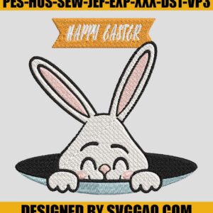 Happy Easter Embroidery Design, Easter Rabbit Embroidery File, Easter Bunny Embroidery Machine