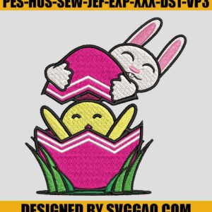 Ester Bunny Embroidery Disign, Egg Embroidery File, Happy Easter Embroidery Machine