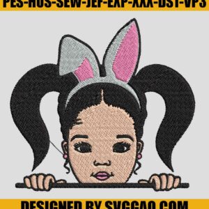 Easter Girl Embroidery Design, Rabbit Ears Embroidery File, Bunny Girl Embroidery Machine