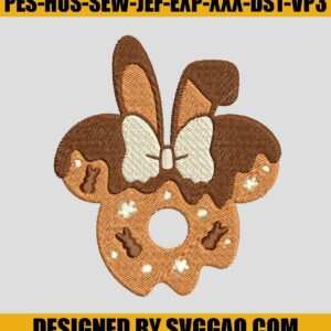 Mouse Head Bunny Donut Embroidery Design, Disney Easter Embroidery File
