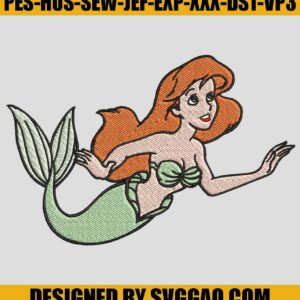 Ariel Little Mermaid Embroidery Design