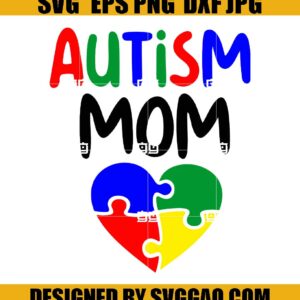 Autism Mom Puzzle Heart Svg, Autism Svg