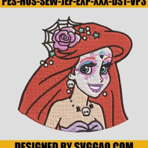 Catrina-Embroidery-Design_-The-Little-Mermaid-Embroidery-File_-Ariel-Princess-Embroidery-Design