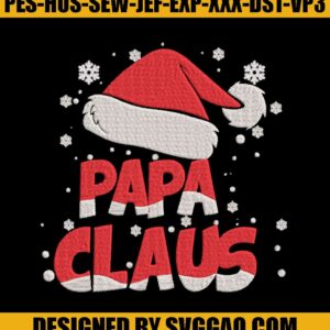 Papa Claus Christmas Family Embroidery Design, Santa Hat Embroidery File