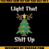 Light That Shit Up Christmas Tree Reindeer Embroidery File