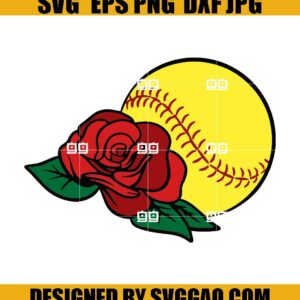 Softball Svg, Softball Rose Svg, Softball Mom Svg, Love Softball Svg