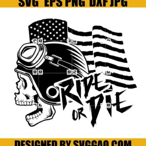 Ride Or Die Svg, US Flag And Skull Svg, 4th Of July Svg