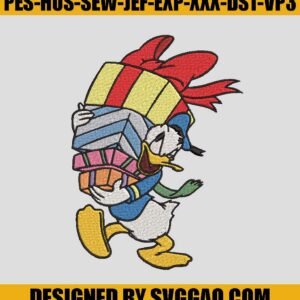 Donald-Duck-With-Presents-Embroidery_-Donald-Embroidery-Machine