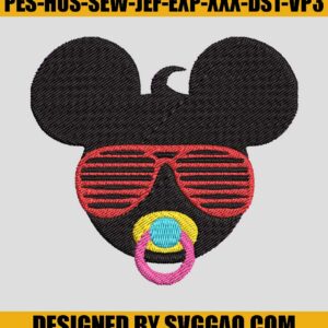Baby Girl Sunglasses Embroidery Design, Disney Embroidery Machine