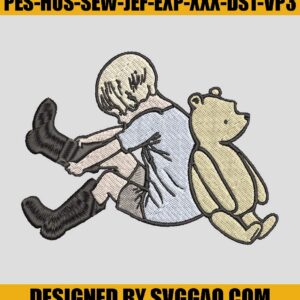 Christopher Robin Pooh Embroidery Design, Pooh Embroidery Machine File