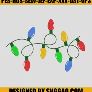 Light Xmas Embroidery Design, Christmas Embroidery File