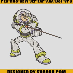 Buzz Lightyear Shot Toy Embroidery Machine, Toy Story Characters Embroidery File
