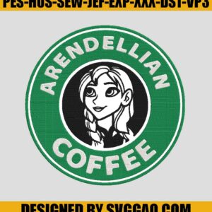 Arendellian Coffee Embroidery Design, Starbuck Disney Embroidery File
