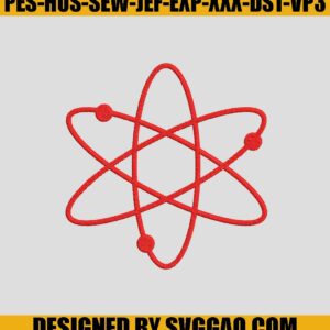 The Atom Embroidery Design, Atomic Embroidery File