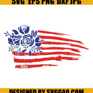 Floral American Flag Svg, 4th of July Svg, Fourth of July Svg, American Flag Svg, America Svg