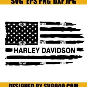 Harley Davidson American Flag Distressed SVG, American SVG