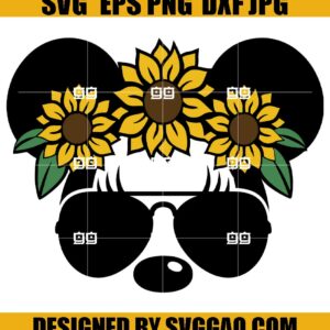 Sunflower Mouse Svg, Bow Svg, Aviator Sunglasses Svg