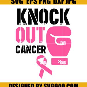 Knock Out Cancer Svg- Breast Cancer Boxing Svg- Pink Ribbon Svg