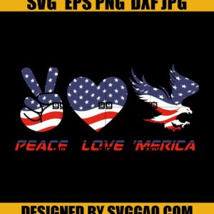 Peace Love America Svg- Peace Love Merica Svg- American Flag Eagle Svg