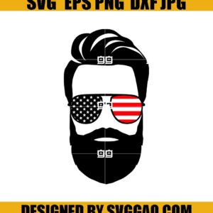 Patriotic Bearded Man Svg-Patriotic Bearded Man With Sunglasses Svg
