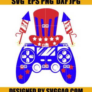 Video Game 4th Of July Svg, Funny Gamer Svg, Kids Boys Independence Svg