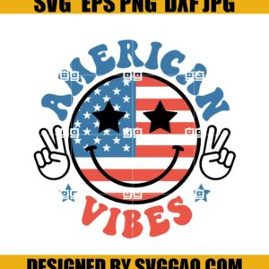Vibes Svg- Merica Svg- Fourth of July Svg- Retro 4th of July Svg