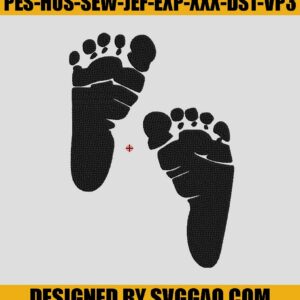 Baby Footprint Embroidery, Baby Embroidery File