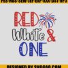 Red White and OneEmbroidery Design, 4th of July birthday Embroidery File 2 Red White and OneEmbroidery Design 4th of July birthday Embroidery File