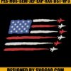 American Flag Jet Fighter Embroidery Machine File, 4th of July Flag Embroidery Design