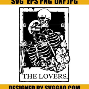 The Lovers SVG, Skeleton Love Tarot Card SVG, Mystical SVG
