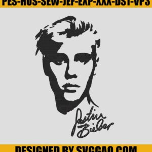 Justin Bieber Embroidery Design, Justin Bieber Signature Embroidery File