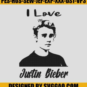 Justin Bieber Embroidery Design, I Love Justin Bieber Embroidery File