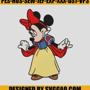 Minnie Mouse Snow White Embroidery Digitizing, Disney Embroidery File