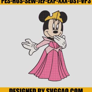 Minnie Mouse Sleeping Bbeauty Embroidery Design, Cartoon Disney Embroidery File