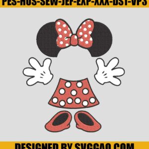 Minnie Dotted Bows Embroidery Digitizing, Disney Embroidery File