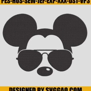 Mickey Mouse Sunglasses Embroidery Digitizing, Mickey Head  Embroidery File