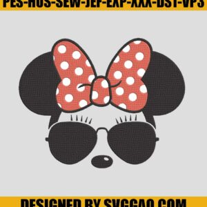 Mickey Minie Bow Embroidery Digitizing, Mickey Sunglasses Embroidery Design